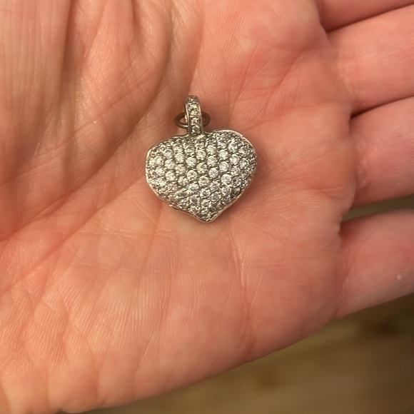 Double sided ruby and CZ pave heart pendant - Picture 2 of 2